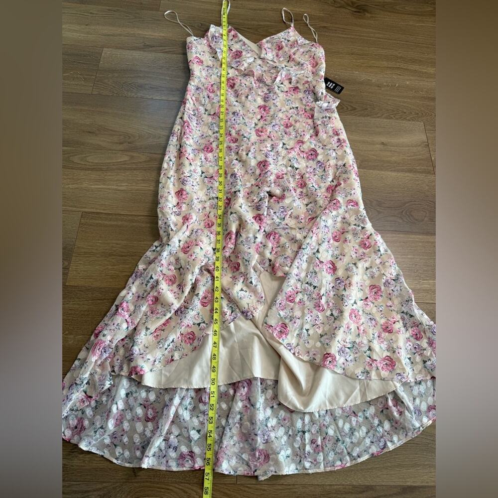 NWT Express Floral Print Ruffle Faux Wrap Hi-Lo Maxi Dress Size Large Coquette - Picture 11 of 12